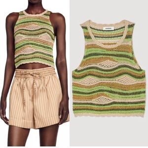 Sandro crochet knit crop top